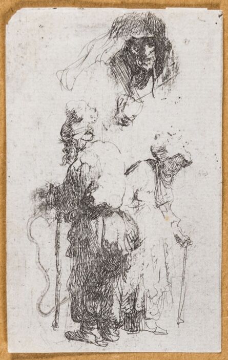 Rembrandt van Rijn, ‘Sheet of Studies: Beggar Couple, Head of an Old Woman (fragment)’, circa 1632