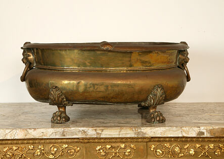George II, ‘A George II brass wine cooler having lion mask handles to either side on hairy paw feet.  ’, ca. 1740