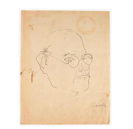 Arshile Gorky, ‘"Portrait of David Burliuk", 1931, SIGNED, Ink on Paper Menu, Arshile Gorky Foundation Archives D1539.’, 1931