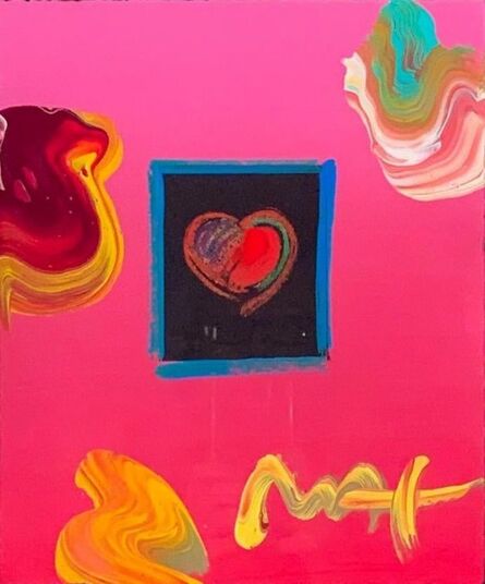 Peter Max, ‘Heart Painting (signed twice, with an additional original drawing on the verso of frame)’, 2002