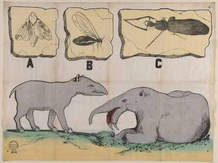 ‘Untitled (Working Men's Educational Union textile length, "Dinotherium Giganteum")’, 1850-1860