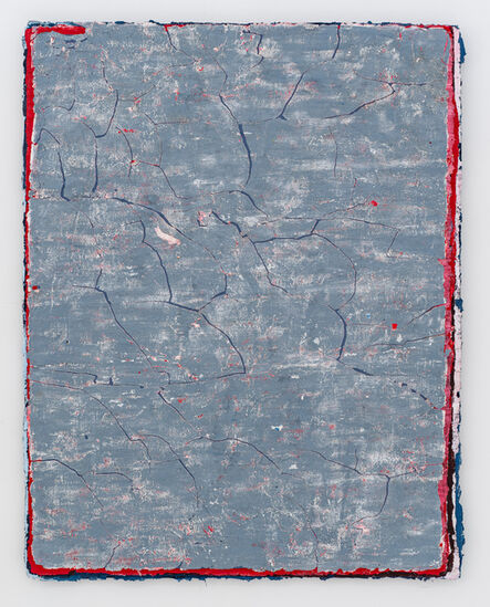 Kanchana Gupta, ‘Edges and Residues 23 - Cadmium Red, Prussian Blue, white and Paynes Grey on Steel Blue and Bright Blue ’, 2020