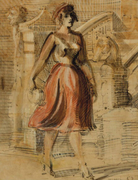 Reginald Marsh, ‘Woman Walking, 1953’, 1953