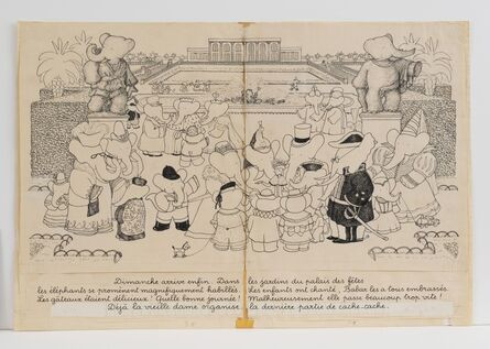Jean de Brunhoff, ‘"Gardens of the Amusement Park in Celesteville," illustration for Babar the King’, 1936