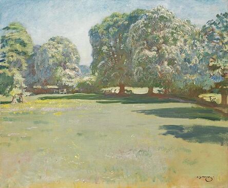 Alfred James Munnings, ‘Chestnuts in bloom at Castle House, Dedham ’, ca. 1920s