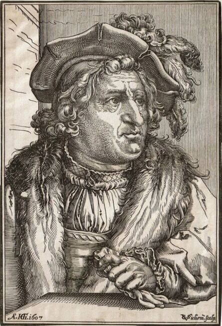 Christoffel van Sichem I, ‘Man with Plumend Cap (after HENDRICK GOLTZIUS)’, ca. 1607