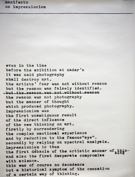 Mangelos, ‘manifesto of impressionism (in English)’, 1977