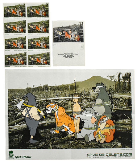 Banksy, ‘SAVE OR DELETE (Greenpeace Poster With Stickers and Postcard)’, 2002