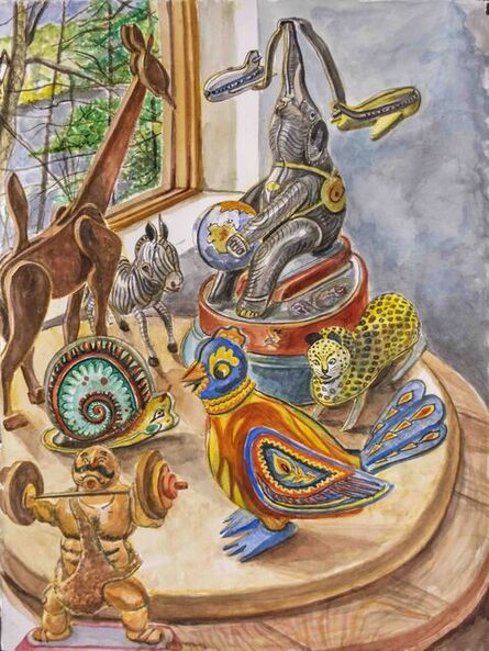 Philip Pearlstein, ‘Old Toys, Round Table’, 2021