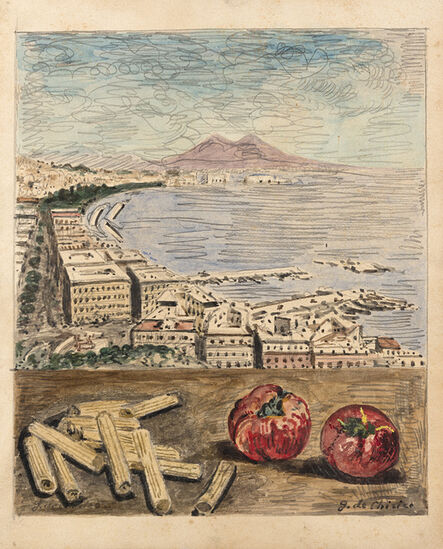 Giorgio de Chirico, ‘Veduta di Napoli con maccheroni e pomodori’, 1966