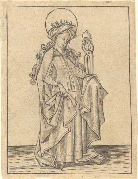 Israhel van Meckenem, ‘Saint Agatha’, ca. 1465