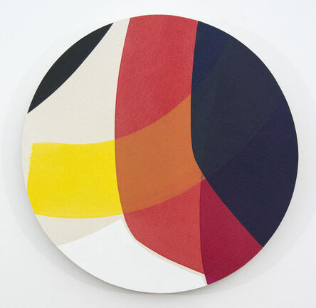 Aron Hill, ‘C26 - colourful, red, orange, yellow, black, white, acrylic tondo canvas on wood’, 2020