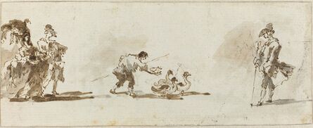 Francesco Guardi, ‘An Elegant Couple, a Gooseboy, and a Gentleman [recto]’, ca. 1780
