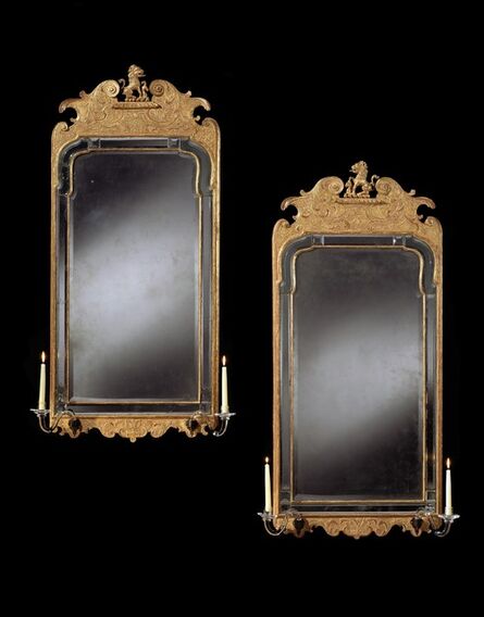 English, ‘A PAIR OF GEORGE I CARVED GILTWOOD AND GESSO MIRRORS’, ca. 1720