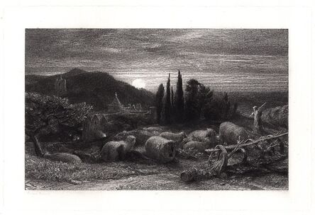Samuel Palmer, ‘The Rising Moon or An English Pastoral’, 1857