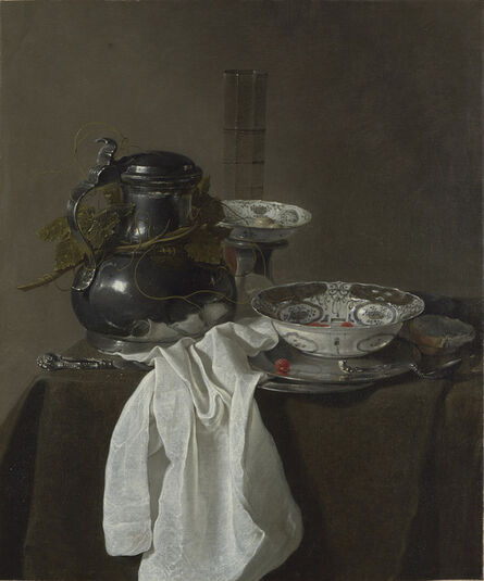 Jan Jansz. Treck, ‘Still Life with a Pewter Flagon and two Ming Bowls’, 1651