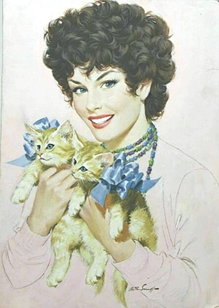 Arthur Sarnoff, ‘Pretty Girl with Kittens’