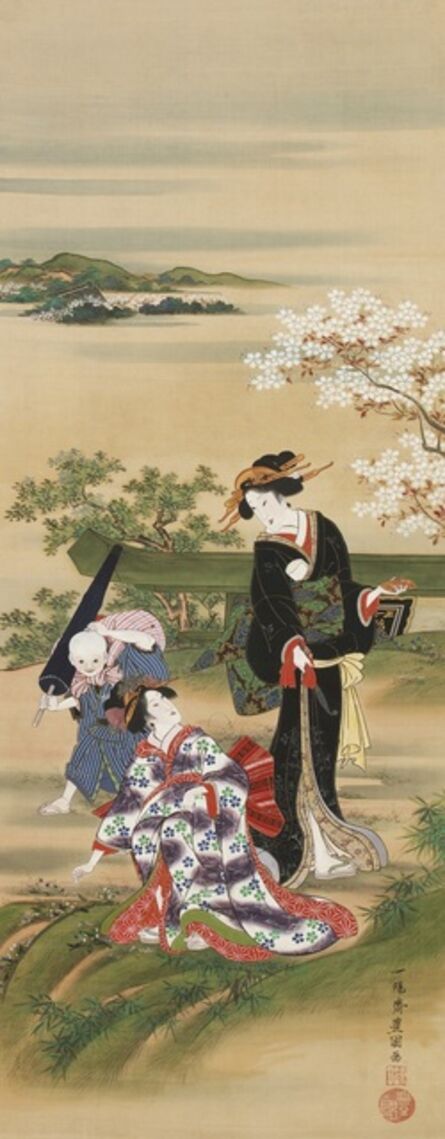 Utagawa Toyokuni I, ‘Herb Gatherers at Mimeguri’, ca. 1816