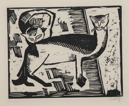 Karl Schmidt-Rottluff, ‘Katzen (Cats)’, 1915