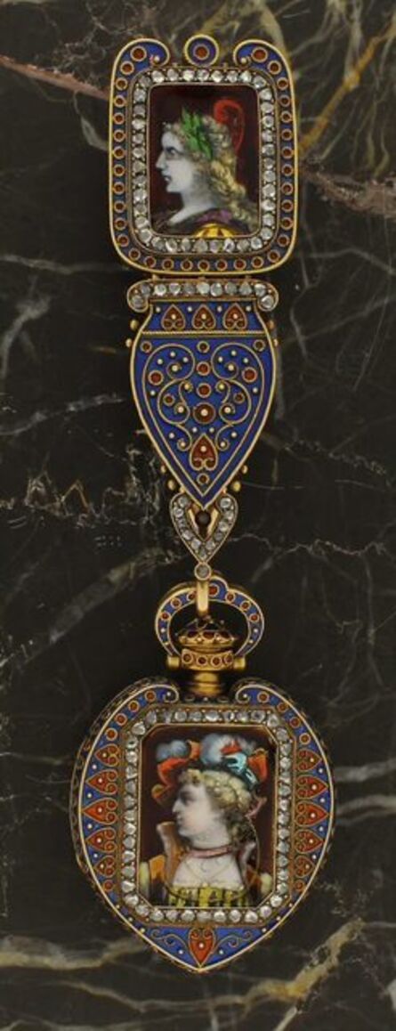 Unsigned, ‘Swiss Renaissance Revival Pendant Watch with Chatelaine, Limoges Style Enamel’, ca. 1870