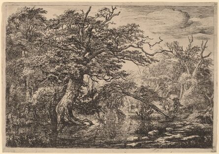 Jacob van Ruisdael, ‘A Forest Marsh with Travelers on a Bank (The Travelers)’