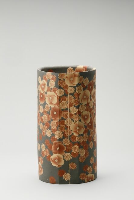 Ito Sekisui V, ‘Mumyoi Neriage Cylindrical Jar with Flower Patterns’, 2016