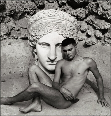 Herbert List, ‘ Youth and Roman bust. Rolf Duerig in front of a roman bust’, 1949