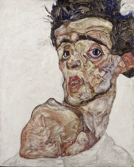 Egon Schiele, ‘Self Portrait with Raised Bared Shoulder’, 1912