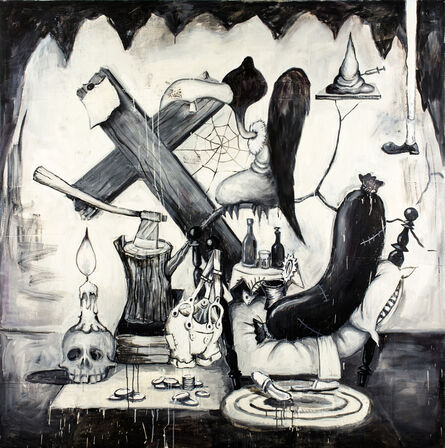 Manuel Ocampo, ‘Untitled [reclining sausage, vulture, skull]’, 2006