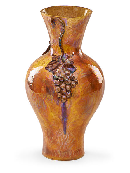 Theophilus A. Brouwer, ‘Fine large flame-painted vase with grape clusters’, 1900s