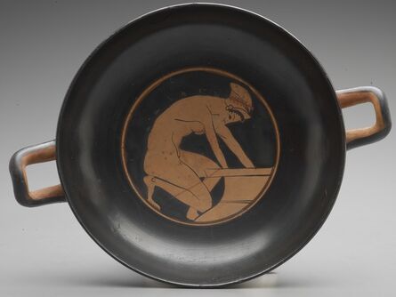 ‘Attic Red-Figure Kylix: Hetaira Drawing Water from a Pithos’, ca. 500 BCE