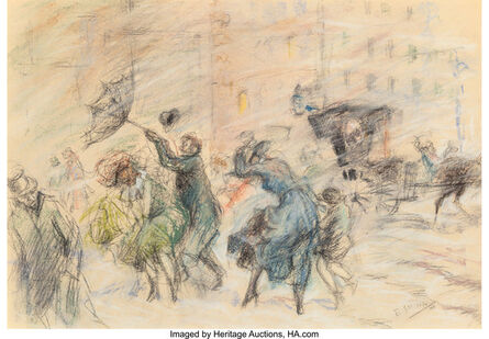 Everett Shinn, ‘Windy Day, New York’, 1898