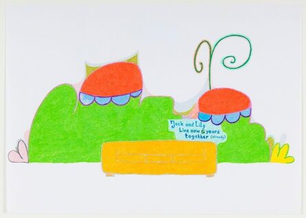 Lily van der Stokker, ‘Jack and Lily Live Together 5 Years, Design for Wall Painting and Couch’, 1998