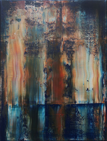Leon Grossmann, ‘Abstract Painting. Malibu Lake. Reflection. Blue, White, Brown, Beige, Grey, Black, Vibrant, bold’, 2022