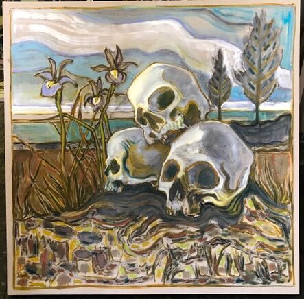Billy Childish, ‘skull and iris’, 2022