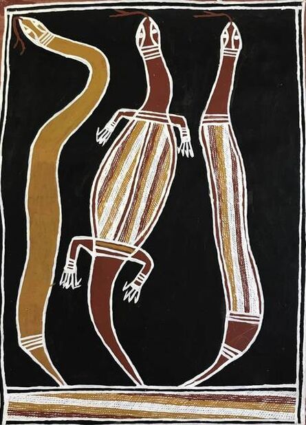 David Daymirringu Malangi, ‘Goanna, Mangrove Snake and Death Adder’, ca. 1995