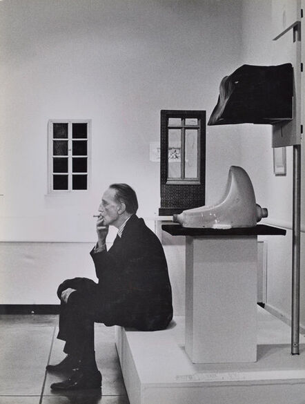 Julian Wasser, ‘Duchamp smoking in front of Fountain, Duchamp Retrospective, Pasadena Art Museum’, 1963
