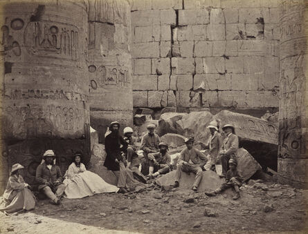 Francis Bedford, ‘The Prince of Wales and party among the ruins in the Hypostyle Hall, Temple of Amun, Karnak’, Mar 1862