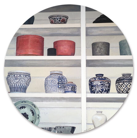 Cressida Campbell, ‘Celadon with ceramics and lacquerware’, 2018
