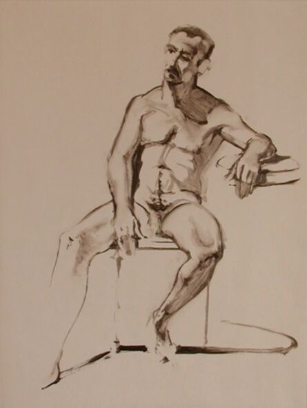 Wayne Thiebaud, ‘Untitled (seated nude, male)’, 1977