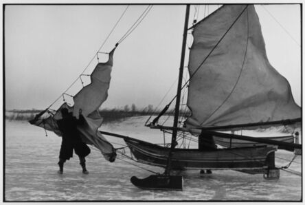 Leonard Freed, ‘Rigging ice boat sails on the Yzer Meer Holland ’, 1964