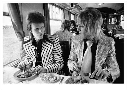 Mick Rock, ‘Bowie, Ronson, Lunch on Train to Aberdeen’, 2020