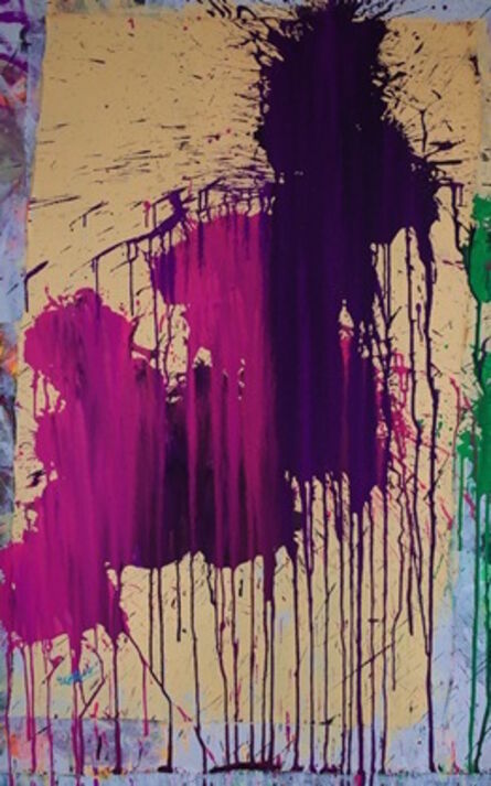 Ushio Shinohara 篠原 有司男, ‘Pink & Purple on Pastel Yellow’, 2015