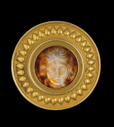 Fortunato Pio Castellani, ‘Gold circular brooch with an agate cameo portraying Medusa’, 1840-1845