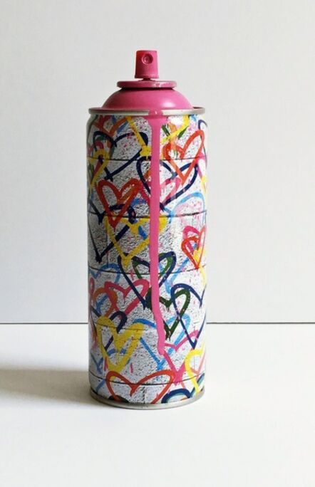 Mr. Brainwash, ‘Hearts Spray Can (Pink) hand signed edition’, 2017