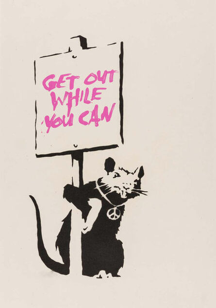Banksy, ‘Get Out While You Can (Pink) - Unsigned’, 2004