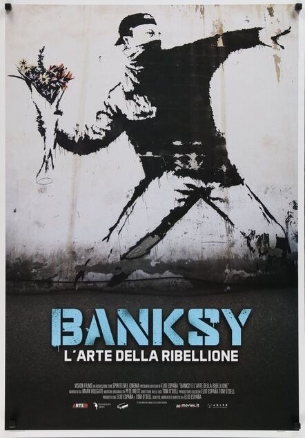 Banksy, ‘Banksy L'Arte della Ribellione Original Italian Lithographic Never Folded Movie Poster (two black magnets not part of the poster)’, 2020