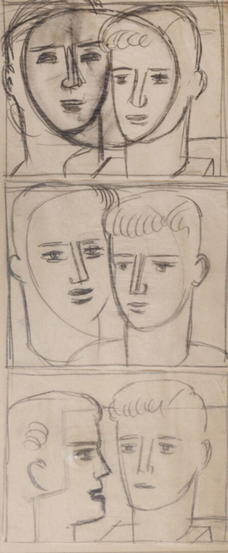 Keith Vaughan, ‘Study of six male heads’, ca. 1950