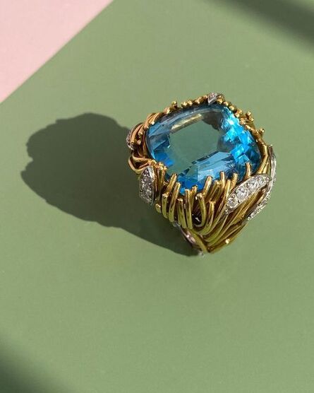 Andrew Grima, ‘Aquamarine and Diamond Ring’, 1968