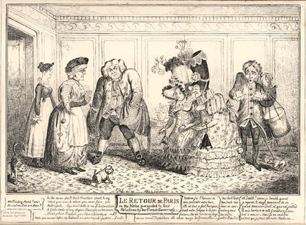 George Cruikshank, ‘Le Retour de Paris, or the niece presented to her relatives by her French Governess (The Return from Paris)’, 1816